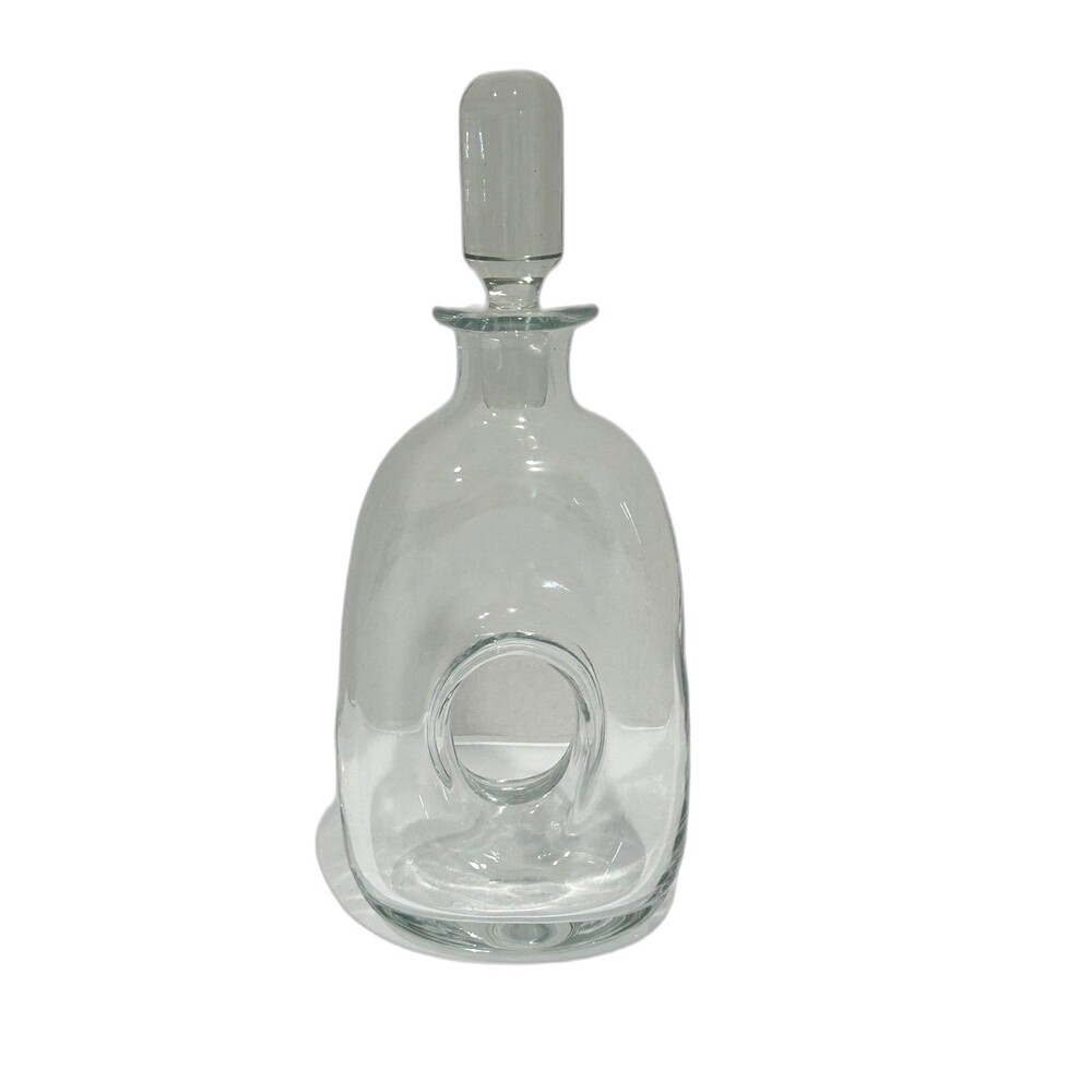 Vintage Hand-Blown Glass “Donut Hole” Decanter Mid-Century Modern
